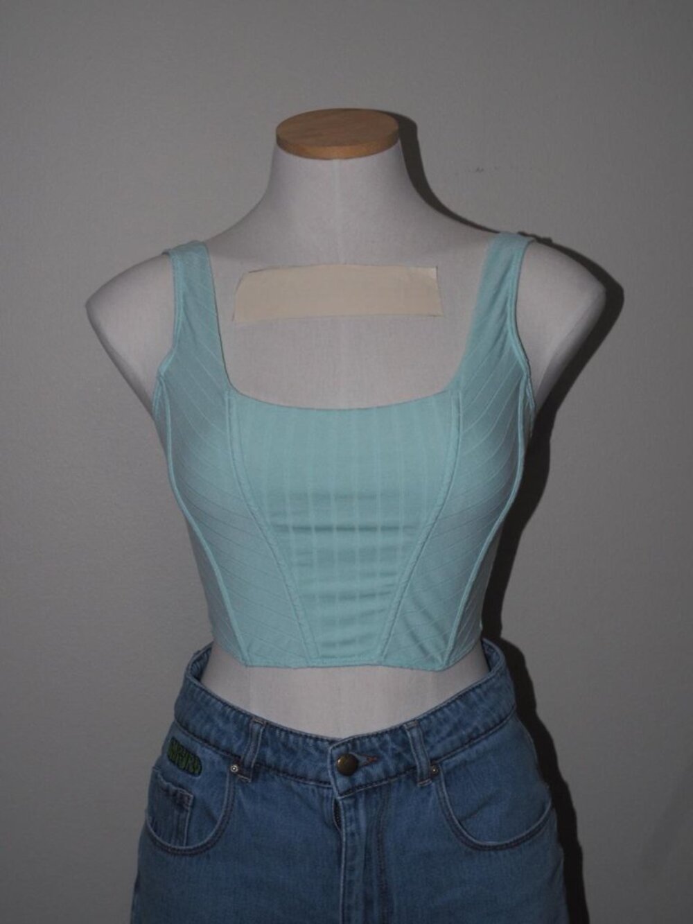Mint Corset Crop Top Structured Bustier Sleeveless | Size S